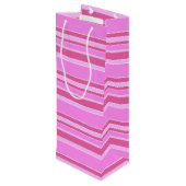 Roze strepen wijn cadeautas (Achterkant Gekanteld)