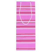 Roze strepen wijn cadeautas (Achterkant)