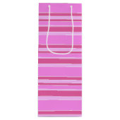 Roze strepen wijn cadeautas (Voorkant)