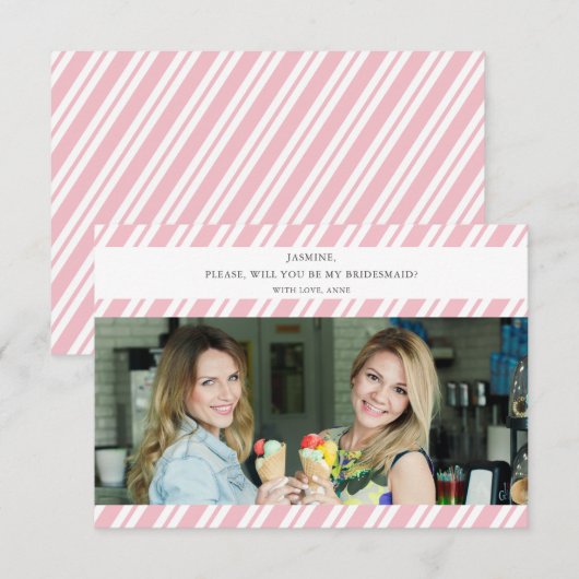 Roze Strepen Wil je mijn Bruidsmeisje zijn Foto Na (Voorkant / Achterkant)
