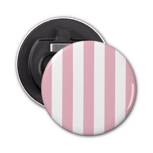 Roze strepen, witte strepen, gestreept patroon button flesopener (Voorkant)