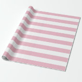 Roze strepen, witte strepen, gestreept patroon cadeaupapier (Uitgerold)