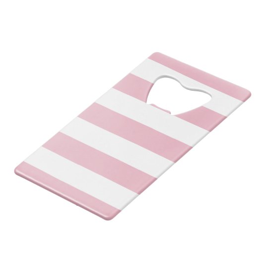 Roze strepen, witte strepen, gestreept patroon creditkaart flessenopener (Achterkant Gekanteld)