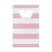 Roze strepen, witte strepen, gestreept patroon creditkaart flessenopener (Achterkant)