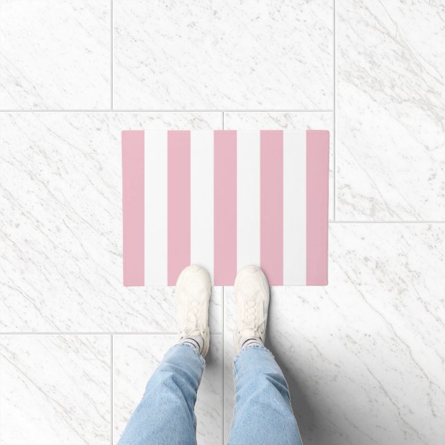 Roze strepen, witte strepen, gestreept patroon deurmat (Binnen)