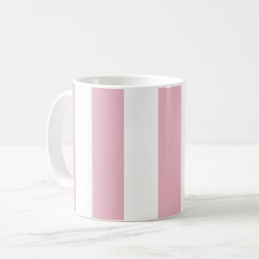 Roze strepen, witte strepen, gestreept patroon koffiemok (Voorkant links)