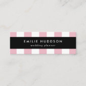 Roze strepen, witte strepen, gestreept patroon mini visitekaartje (Voorkant)