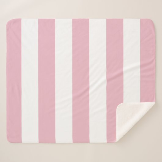 Roze strepen, witte strepen, gestreept patroon sherpa deken (Voorkant (horizontaal))