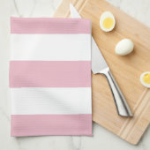 Roze strepen, witte strepen, gestreept patroon theedoek (Quarter Fold)