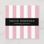 Roze strepen, witte strepen, gestreept patroon vierkante visitekaartje (Voorkant)