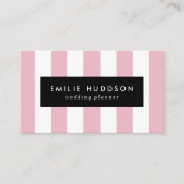 Roze strepen, witte strepen, gestreept patroon visitekaartje (Voorkant)