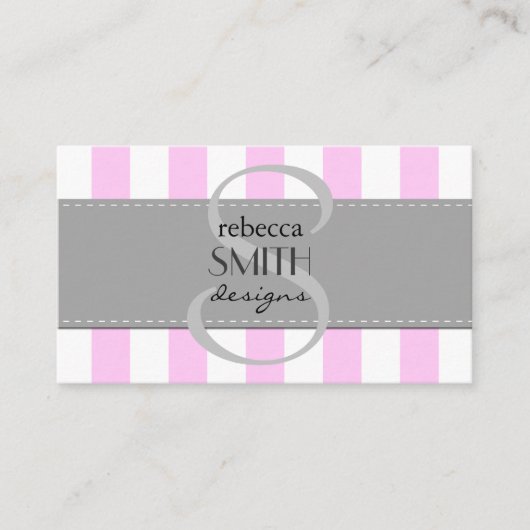 Roze strepen, witte strepen, gestreept patroon visitekaartje (Voorkant)