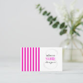 Roze strepen, witte strepen, gestreept patroon visitekaartje (Staand voorkant)