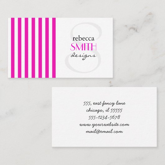 Roze strepen, witte strepen, gestreept patroon visitekaartje (Voorkant / Achterkant)