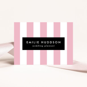 Roze strepen, witte strepen, gestreept patroon visitekaartje