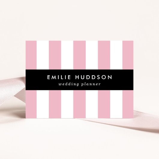 Roze strepen, witte strepen, gestreept patroon visitekaartje