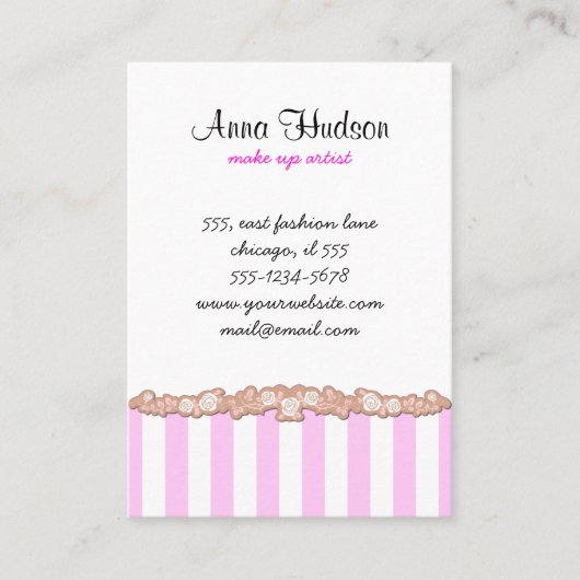 Roze strepen, witte strepen, gestreept patroon visitekaartje (Voorkant)