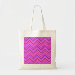Roze strepen zigzagpatroon tote bag