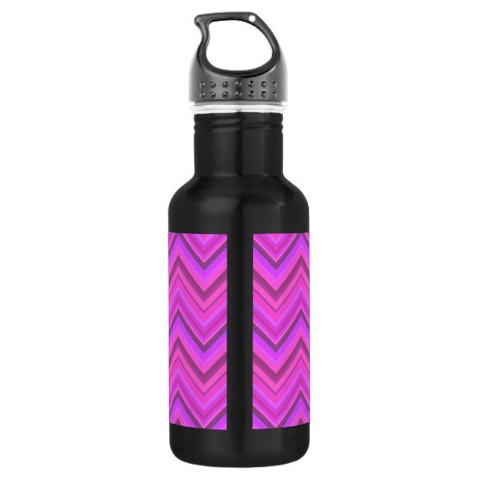 Roze strepen zigzagpatroon waterfles (Achterkant)