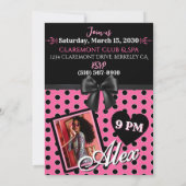 ROZE STREPEN ZWART VERJAARDAGSFEEST ELKE LEEFTIJD  KAART (Achterkant)