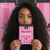 ROZE STREPEN ZWART VERJAARDAGSFEEST ELKE LEEFTIJD  KAART