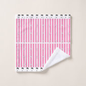 Roze Strepen Zwarte Bloem Bad Handdoek (Wasdoekje)