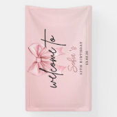 🎀 Roze Strik 12e Verjaardagsfeest Welkom Banner (Verticaal)