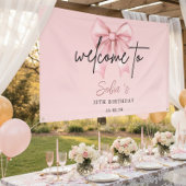 🎀 Roze Strik 12e Verjaardagsfeest Welkomstbanner Spandoek