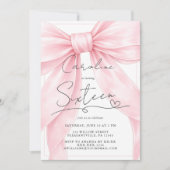 🎀 Roze Strik 1e Verjaardagsuitnodiging 💕 Kaart (Voorkant)