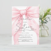 🎀 Roze Strik 1e Verjaardagsuitnodiging 💕 Kaart (Staand voorkant)