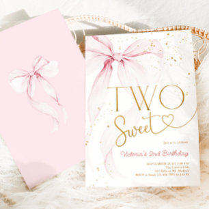 Roze Strik 2e Verjaardag Two Sweet Coguette Kaart