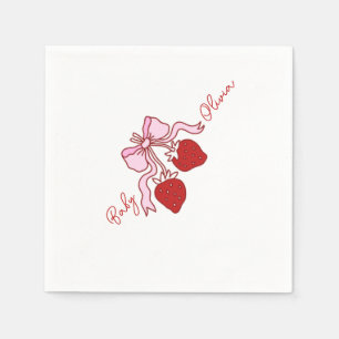 roze strik aardbei Meisje Baby Shower Servet