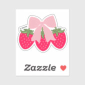 Roze Strik aardbeien Sticker (Vel)