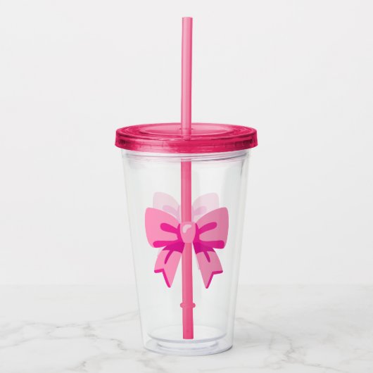 Roze Strik Acryl Drinkbeker (Voorkant)