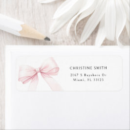 Roze Strik Afstudeer Watercolor Adreslabel Etiket