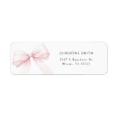 Roze Strik Afstudeer Watercolor Adreslabel Etiket (Voorkant)