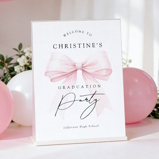 Roze Strik Afstudeerbord Poster