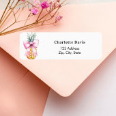 Roze strik ananas retouradres  etiket