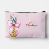 Roze strik ananas tropisch monogram etui (Voorkant)