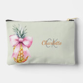 Roze strik ananas tropisch monogram salie groen etui (Achterkant)