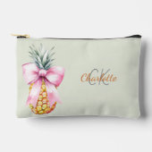 Roze strik ananas tropisch monogram salie groen etui (Voorkant)