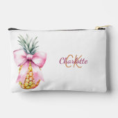 Roze strik ananas tropische zomer monogram etui (Achterkant)