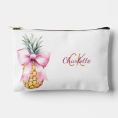 Roze strik ananas tropische zomer monogram etui (Voorkant)
