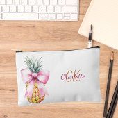 Roze strik ananas tropische zomer monogram etui