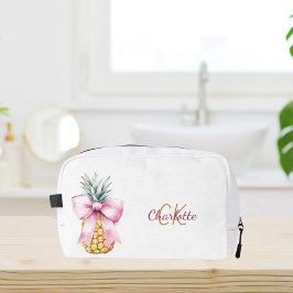 Roze strik ananas tropische zomer monogram toilettasje