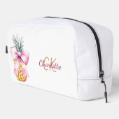 Roze strik ananas tropische zomer monogram toilettasje (Rechterhoek)