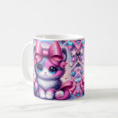 Roze Strik Anime Kitten Koffiemok (Voorkant links)