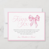 Roze Strik Baby Borrel Bedankkaart (Voorkant)