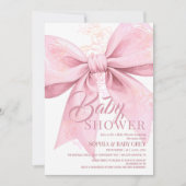 Roze Strik Baby Borrel Kaart (Voorkant)