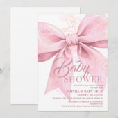 Roze Strik Baby Borrel Kaart (Voorkant / Achterkant)
